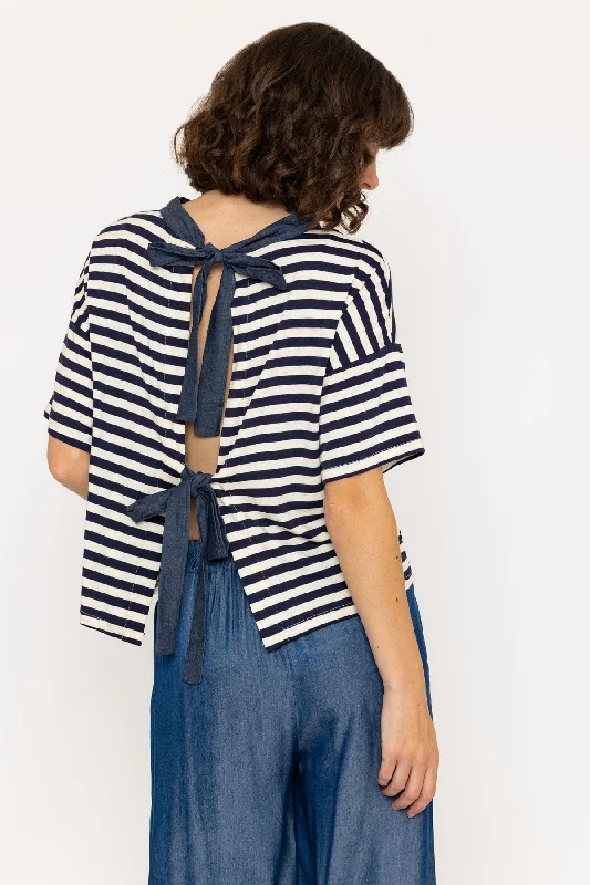 Short Sleeve Stripe Multiway Top in Navy