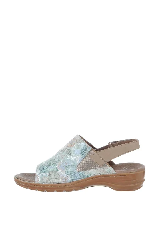 Ara Floral Leather Sandals Green