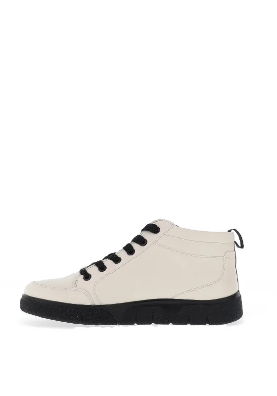 Ara Leather Side Zip High Top Trainers, Cream