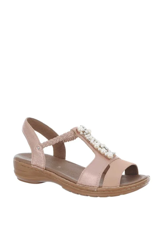 Ara Pearl Leather Embellished Sandals, Pink