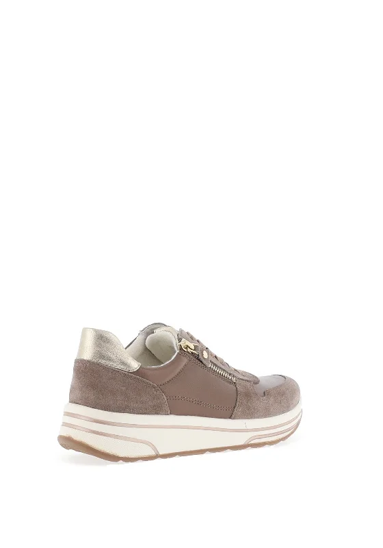 Ara Leather Side Zip Trainers, Greige