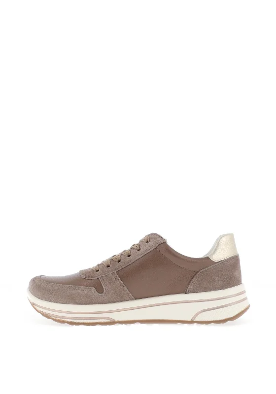 Ara Leather Side Zip Trainers, Greige