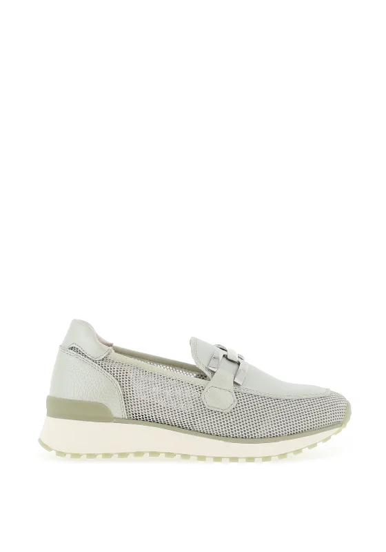 Caprice Leather Mesh Panel Slip on Trainers, Green