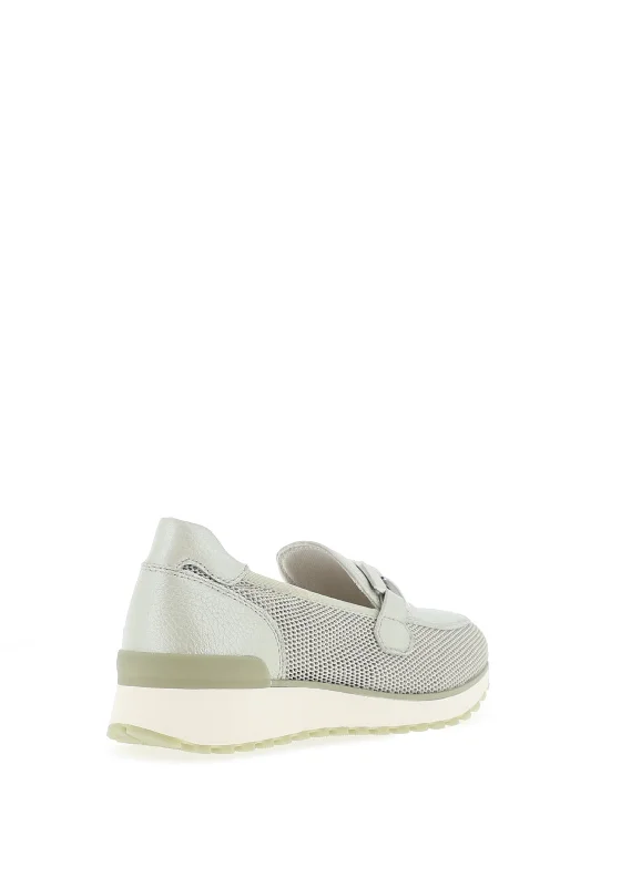 Caprice Leather Mesh Panel Slip on Trainers, Green