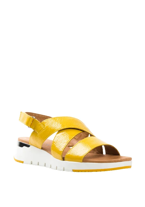 Caprice Leather Strappy Sandals, Lemon