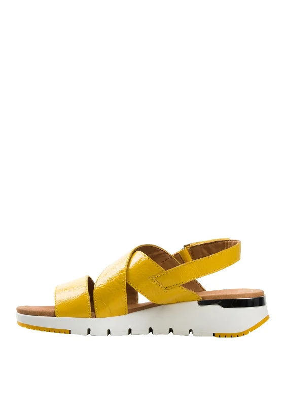 Caprice Leather Strappy Sandals, Lemon