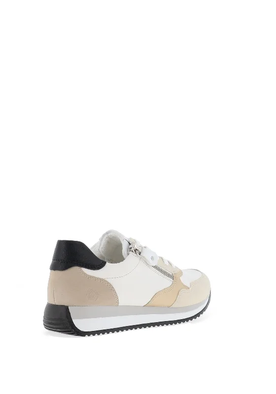 Remonte Leather Side Zip Trainers, White Combination