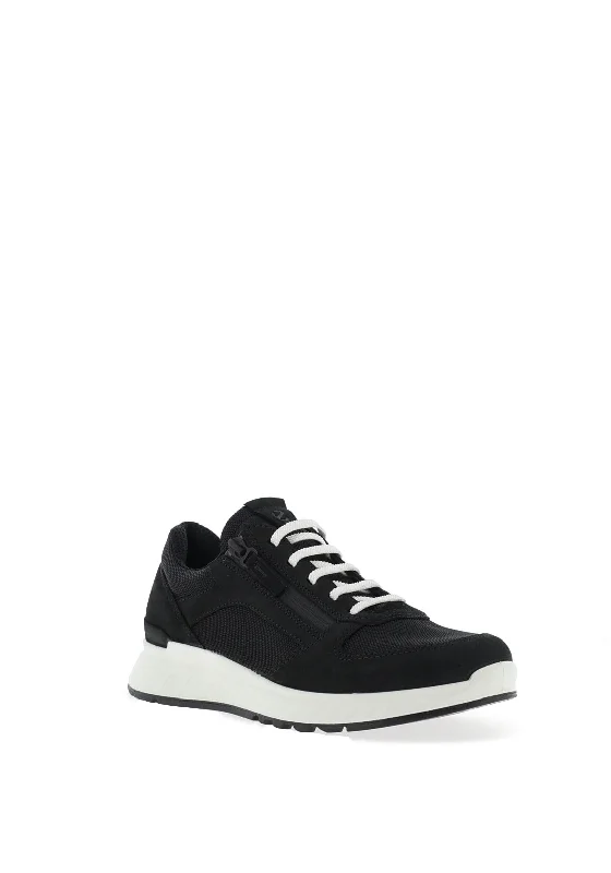 Ecco Womens Exostride Leather Trainers, Black