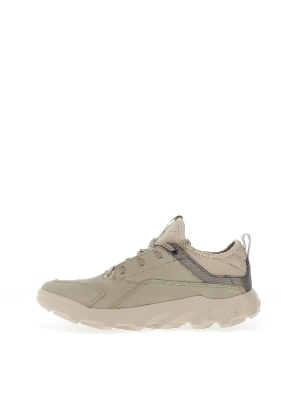 Ecco Womens MX Nubuck Leather Trainer, Sage Gravel