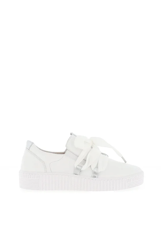 Gabor Leather Lace Slip on Trainers, White