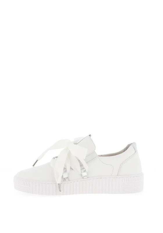 Gabor Leather Lace Slip on Trainers, White