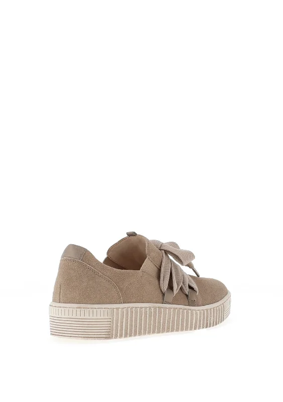 Gabor Leather Lace Slip On Trainers, Beige