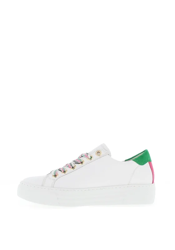 Gabor Leather Side Zip Trainers, White