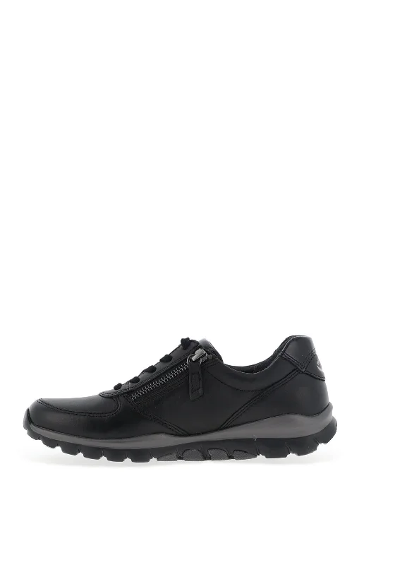 Gabor Rolling Soft Leather Trainers, Black