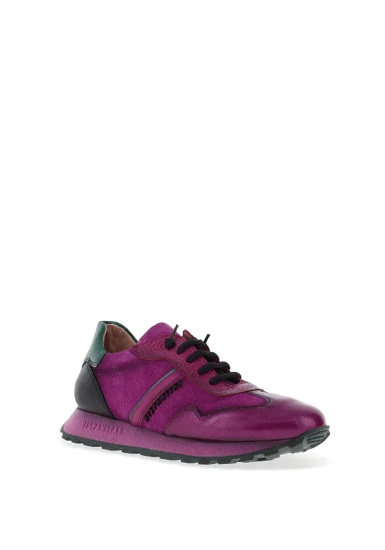 Hispanitas Loria Leather Colour Block Trainers, Magenta