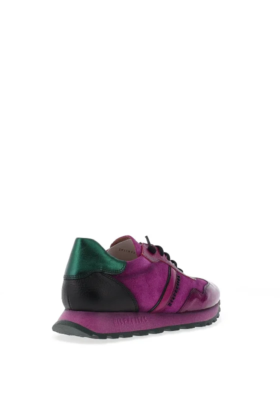 Hispanitas Loria Leather Colour Block Trainers, Magenta