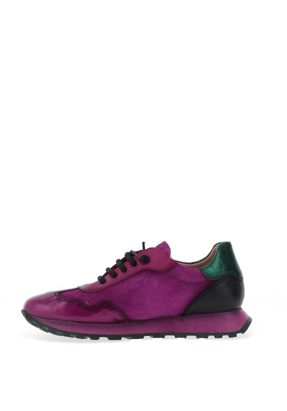 Hispanitas Loria Leather Colour Block Trainers, Magenta