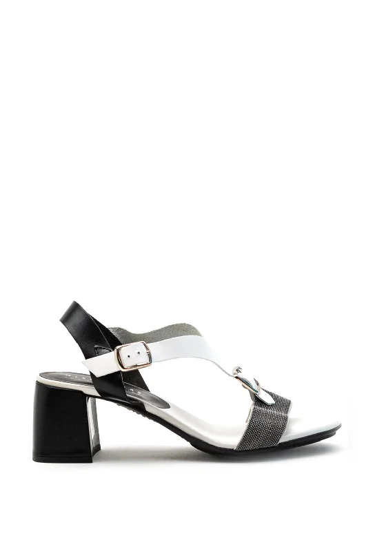 Hispanitas Metal Mesh Strap Sandal, Black & White