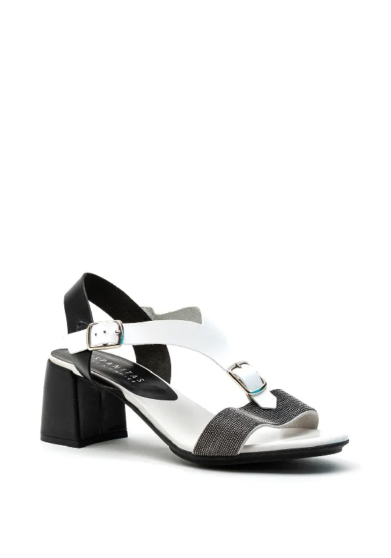 Hispanitas Metal Mesh Strap Sandal, Black & White