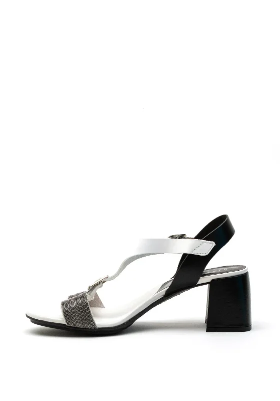 Hispanitas Metal Mesh Strap Sandal, Black & White