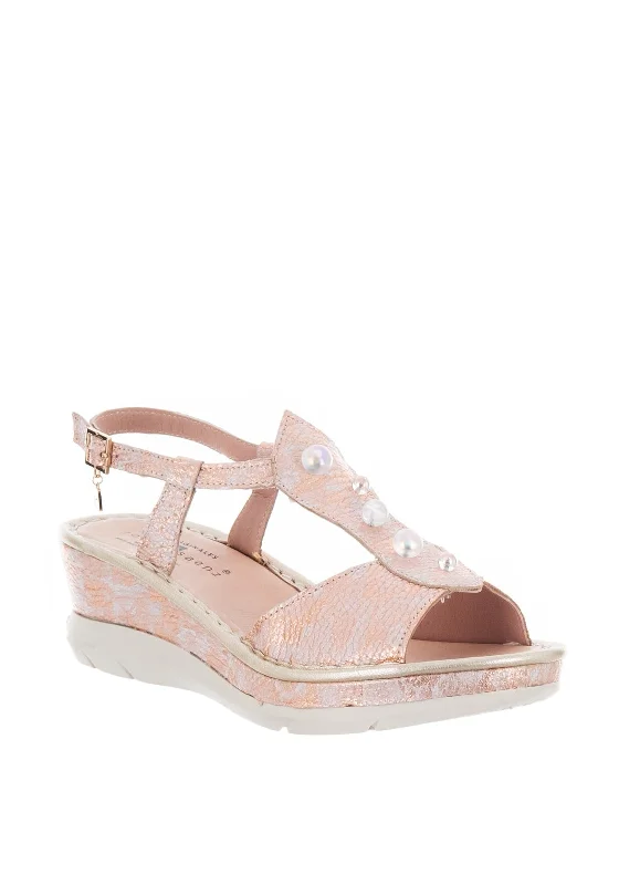 Jose Saenz Leather Bead Trim Sandals, Pink