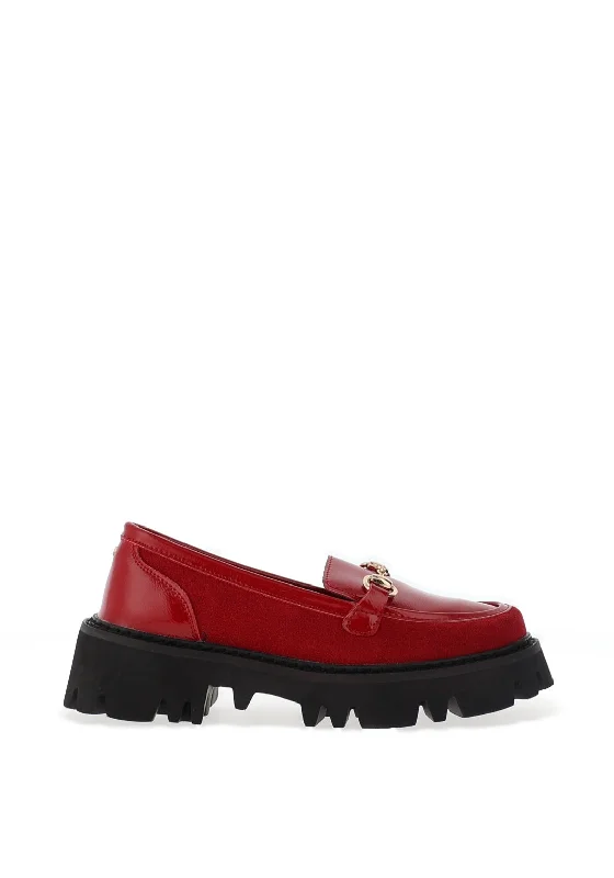 Kate Appleby Basingstoke Platform Mixed Loafers, Poppy Red