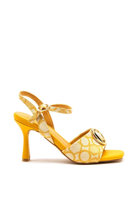 Kate Appleby Knighton Retro Print Heeled Sandals, Yellow