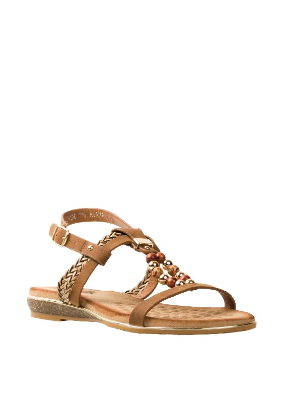 Lunar Alana Beaded Sandals, Tan