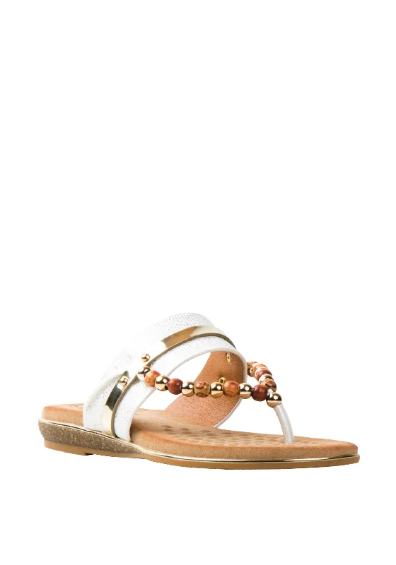 Lunar Birchall Beaded Sandals, Beige