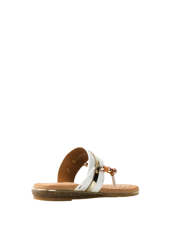 Lunar Birchall Beaded Sandals, Beige