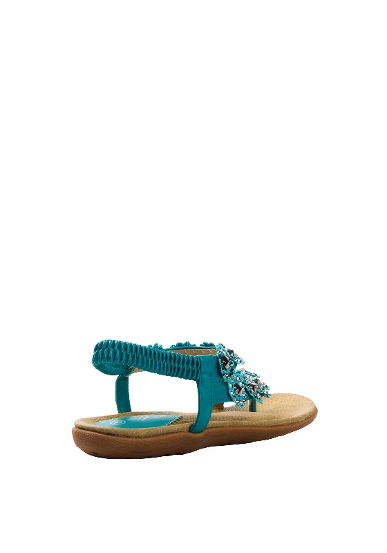 Lunar Charlotte Embellished Sandals, Turquoise