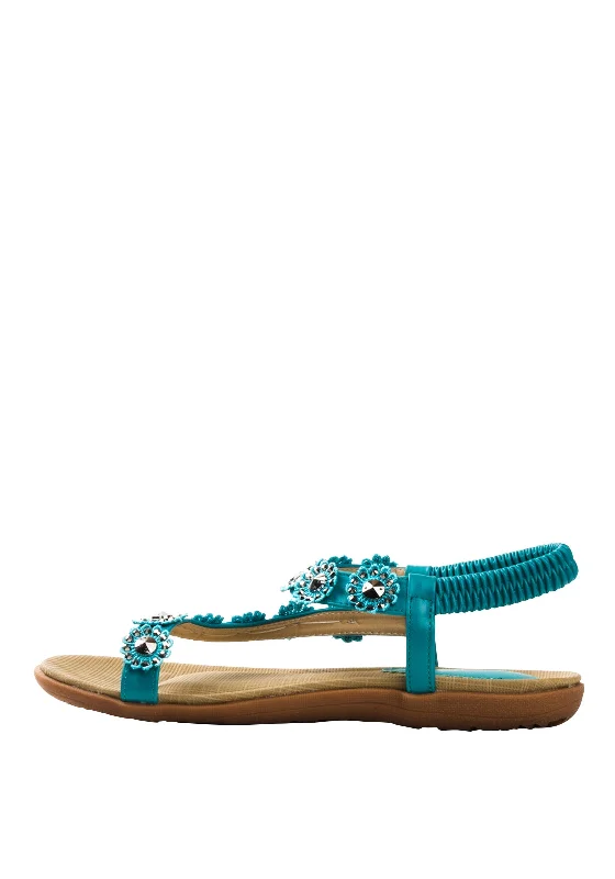 Lunar Charlotte Embellished Sandals, Turquoise