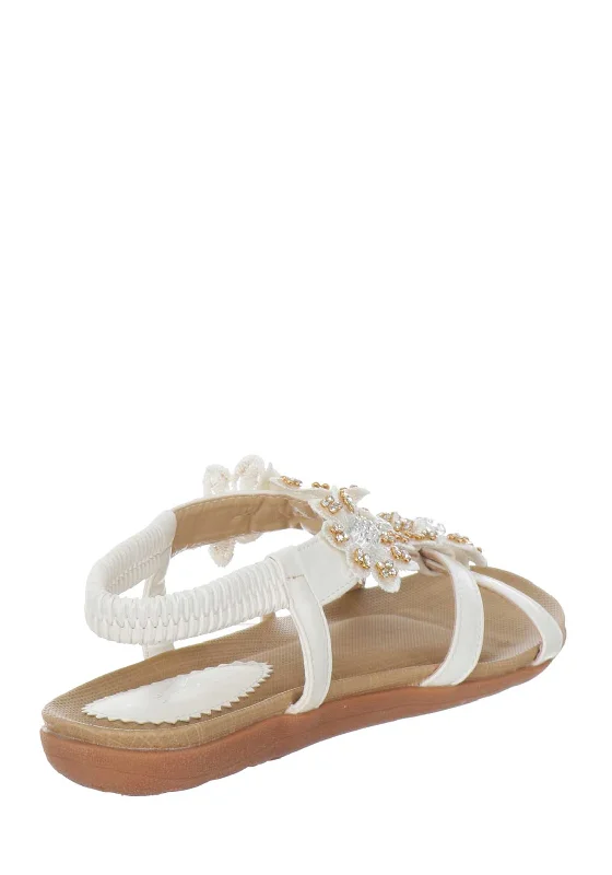 Lunar Fiji Embellished Flower Sandals, White