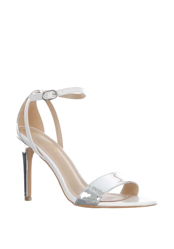 Lunar Metallic Barely There Heeled Sandals, White