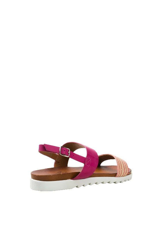 Lunar Raffia Strap Sandals, Pink