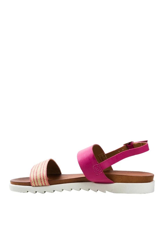 Lunar Raffia Strap Sandals, Pink