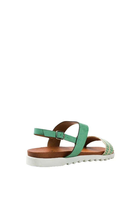 Lunar Raffia Strap Sandals, Turquoise