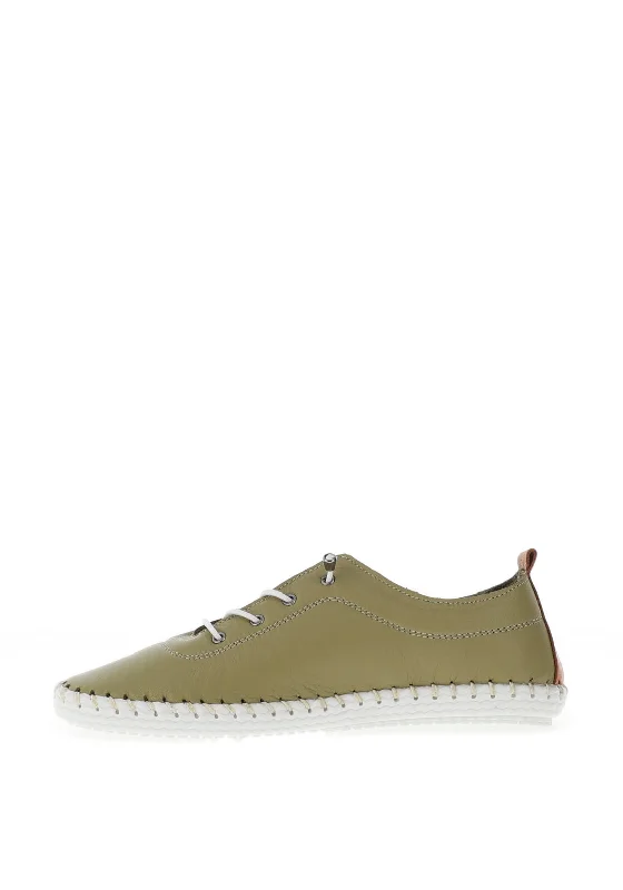 Lunar Leather Elastic Lace Comfort Shoes, Khaki