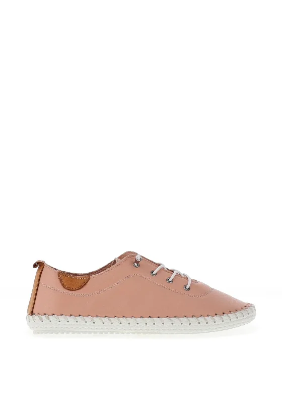 Lunar St Ives Leather Elasticated Stitch Trim Shoes,  Pink