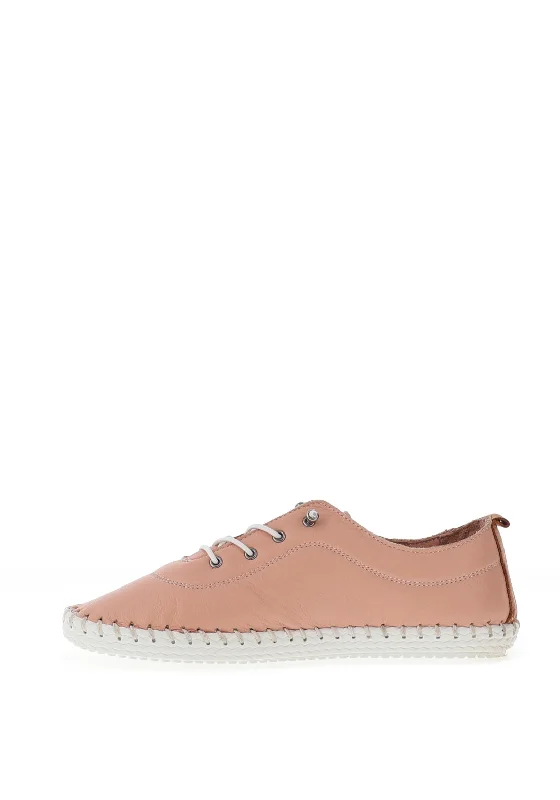 Lunar St Ives Leather Elasticated Stitch Trim Shoes,  Pink