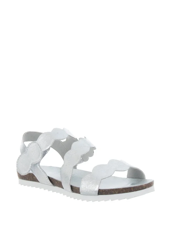 Marco Tozzi Scallop Strap Leather Sandals, Silver