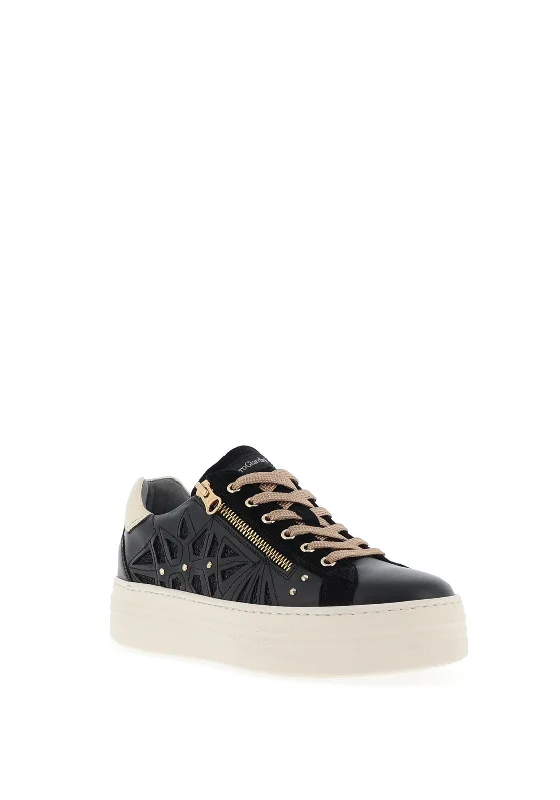 Nero Giardini Leather Shimmer Laser Trainers, Black