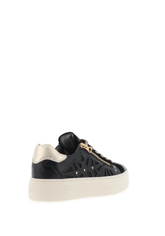 Nero Giardini Leather Shimmer Laser Trainers, Black