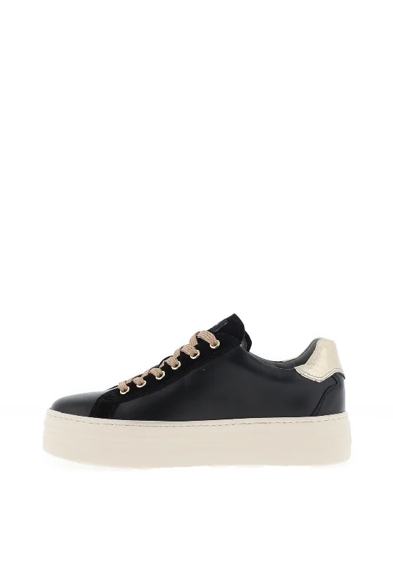 Nero Giardini Leather Shimmer Laser Trainers, Black