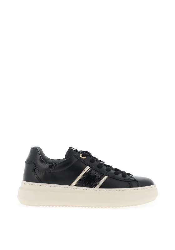 Nero Giardini Leather Stripe Trainers, Black