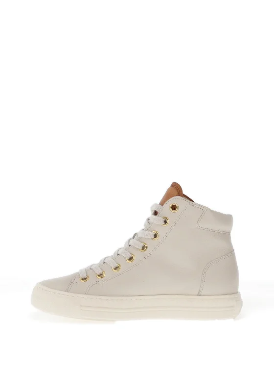 Paul Green Leather Zip High Top Trainers, Ivory