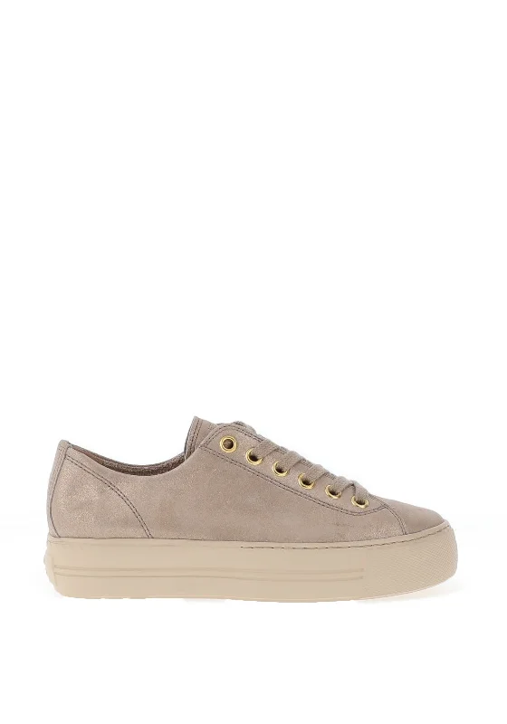 Paul Green Suede Shimmer Platform Trainers, Beige