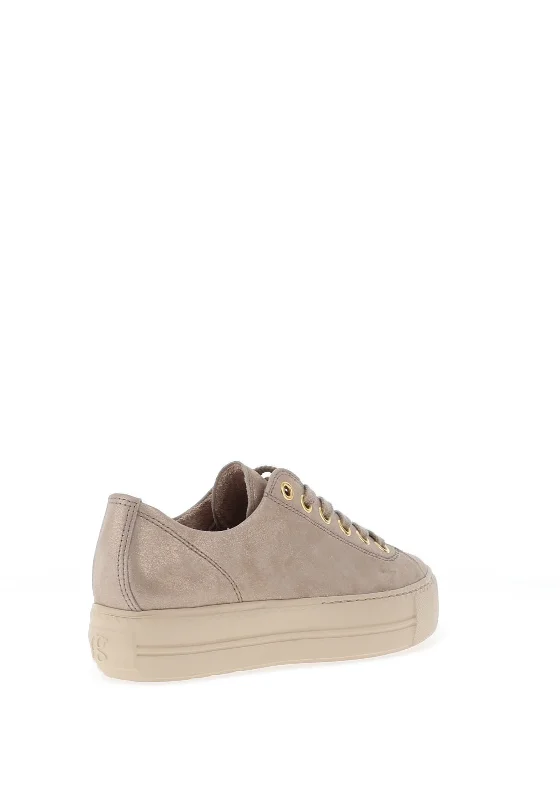 Paul Green Suede Shimmer Platform Trainers, Beige