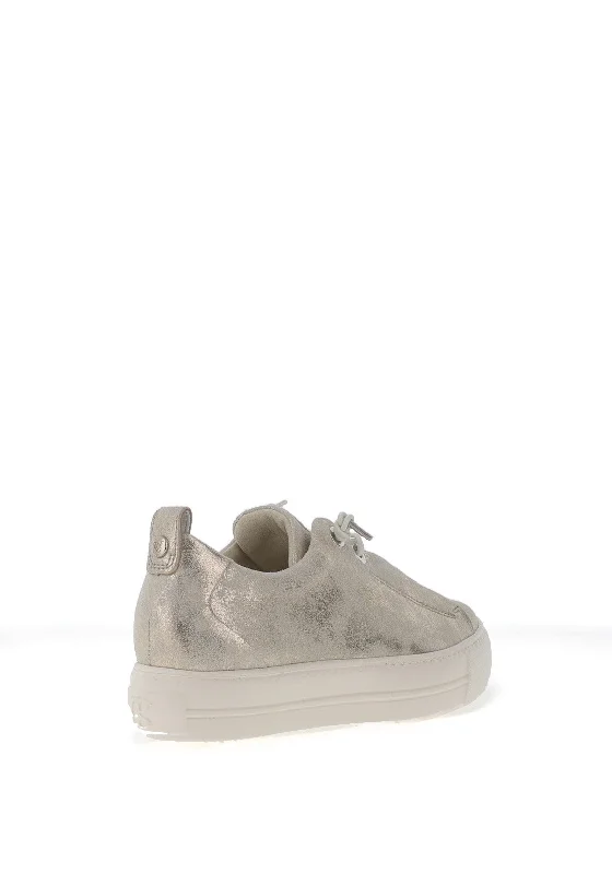 Paul Green Leather Elastic Lace Platform Trainers, Antic Mineral