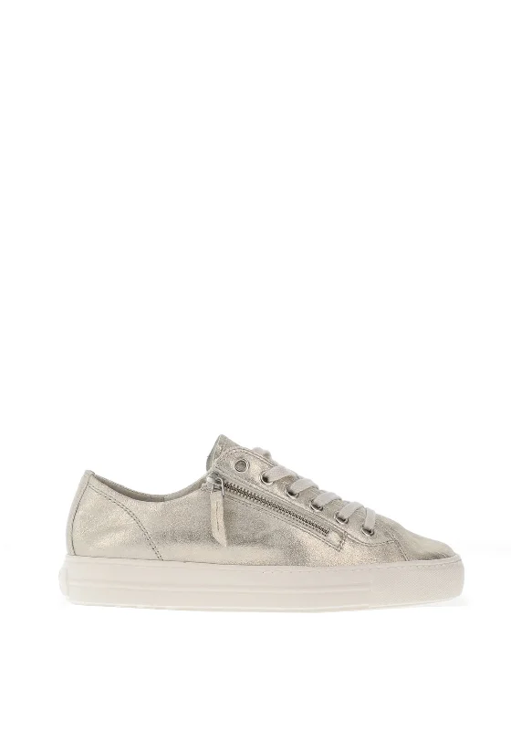 Paul Green Metallic Side Zip Trainers, Metallic Mineral